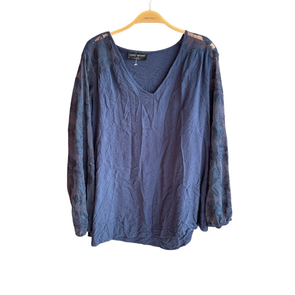 NWOT Lane Bryant Navy Lace Sleeve Blouse